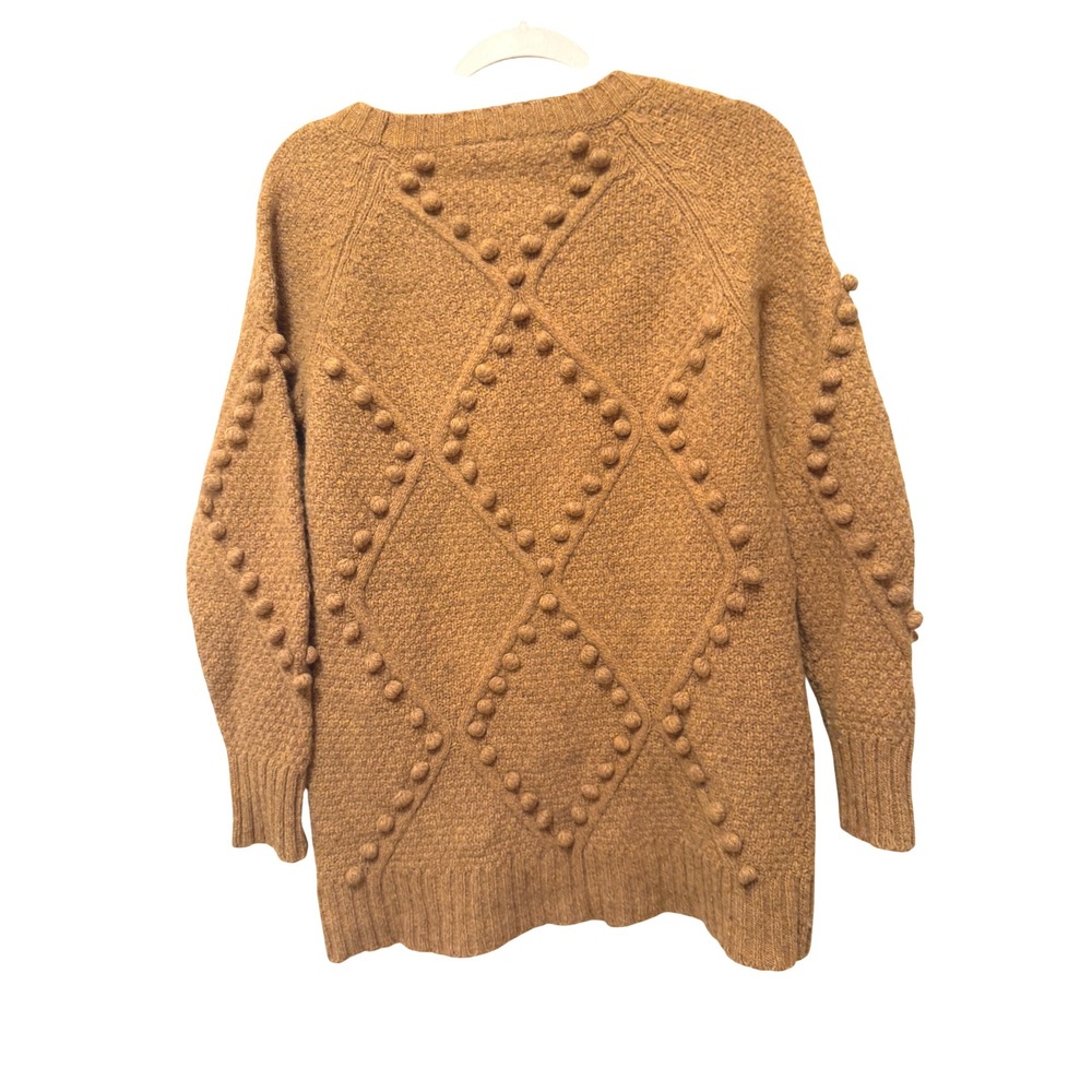 Moth Anthropologie Mustard Gold Wool Blend  Bobble Knit Sweater S Oversized